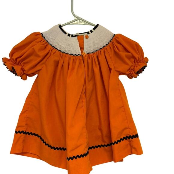 Five Little Monkeys Smoked Embroidered Halloween Dress Orange 2T - Picture 3 of 4